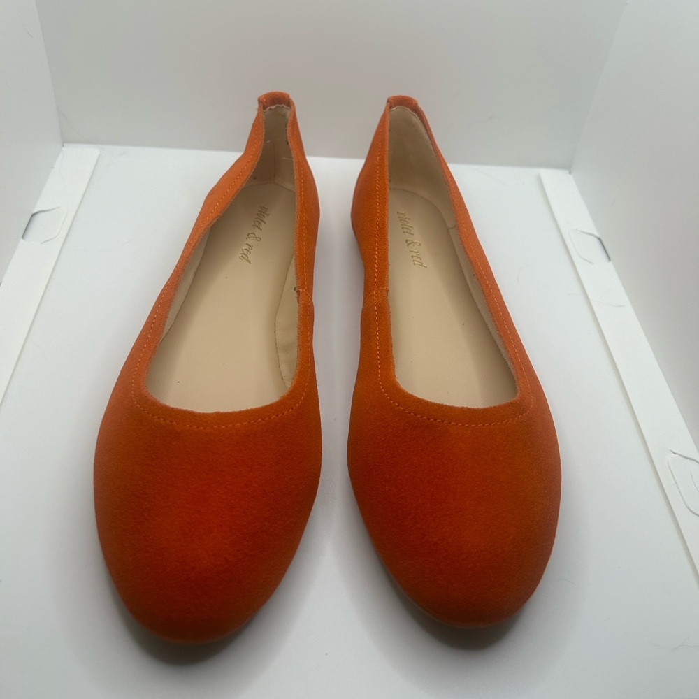 Violet & Red orange suede flats